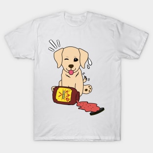 Funny Golden Retriever Spills a jar of BBQ Sauce T-Shirt